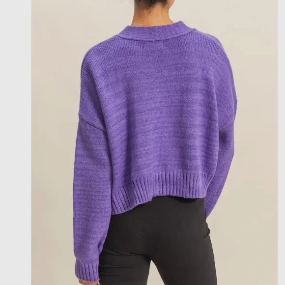 ShopEvelynne Vibrant Purple Women's Cardigan - Picture 3 of 3